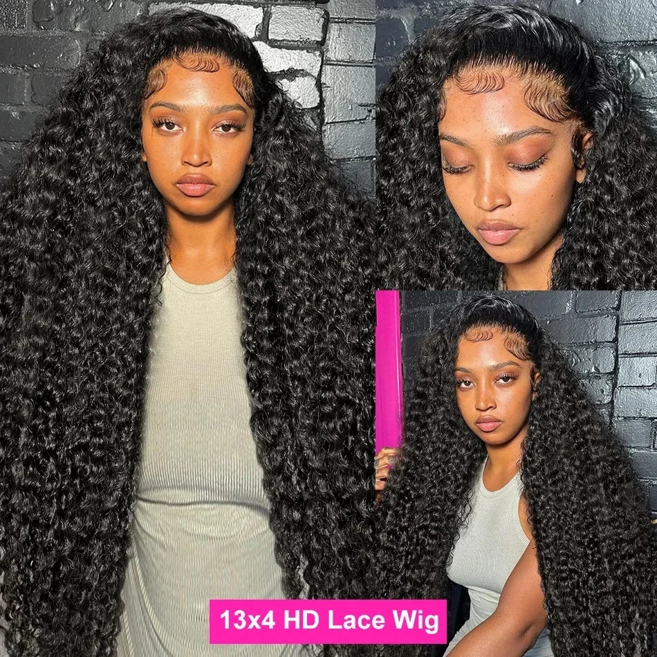 13x6 Hd Lace Frontal Wig Deep Wave 250 Density Curly Human Hair Wigs Preplucked Water Wave Front Wigs For Black Women Brazilian