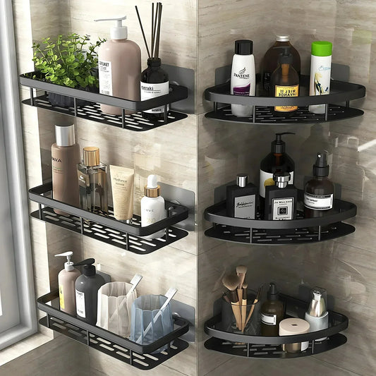 No-Drill Aluminium Shower Shelf – Bathroom Shampoo & Toiletry Storage Rack