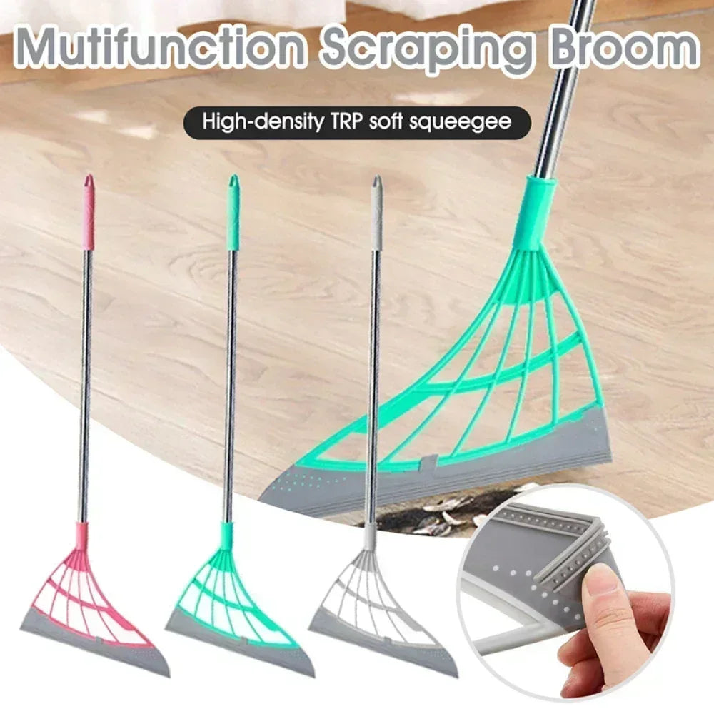 Silicone Magic Rubber Broom & Floor Squeegee – Dust, Hair & Water Wiper