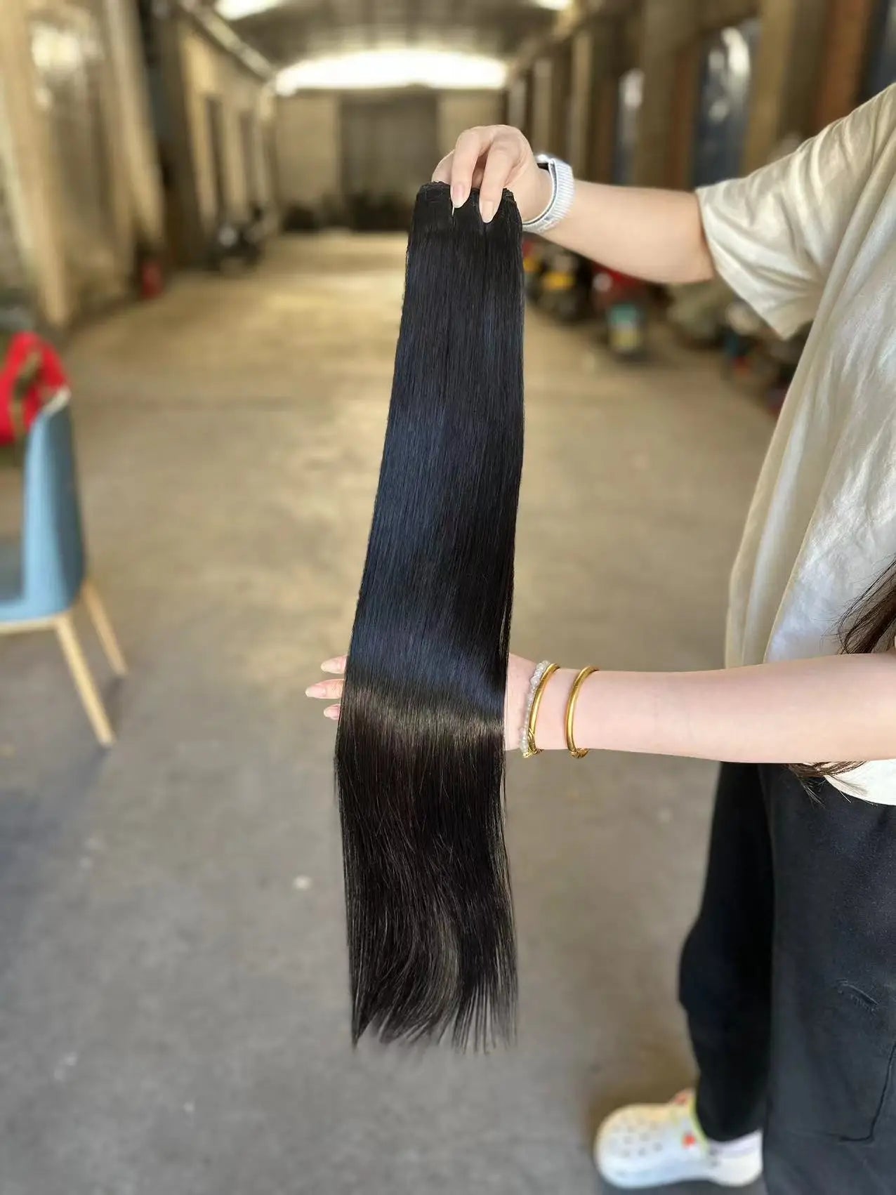 Bone Straight Synthetic Hair Bundles – Natural Super Long Yaki Straight Hair Weaving Extensions