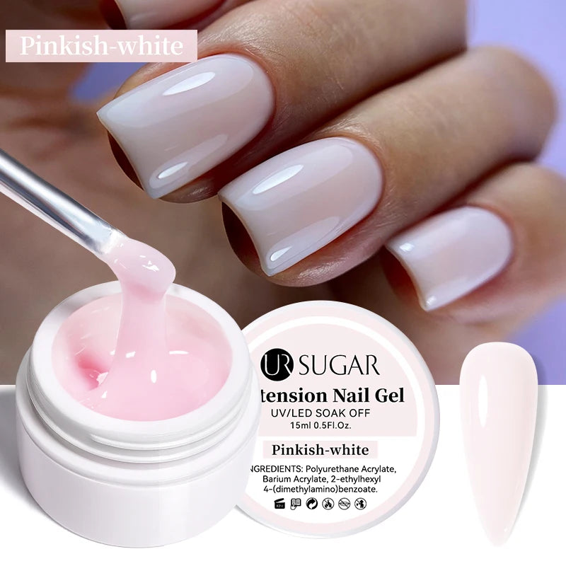 UR SUGAR 15ml Box Extension Nail Gel Jelly Pink White Clear UV Gel Hard Gel Extension Gel Nails Finger French Nail Art Manicure