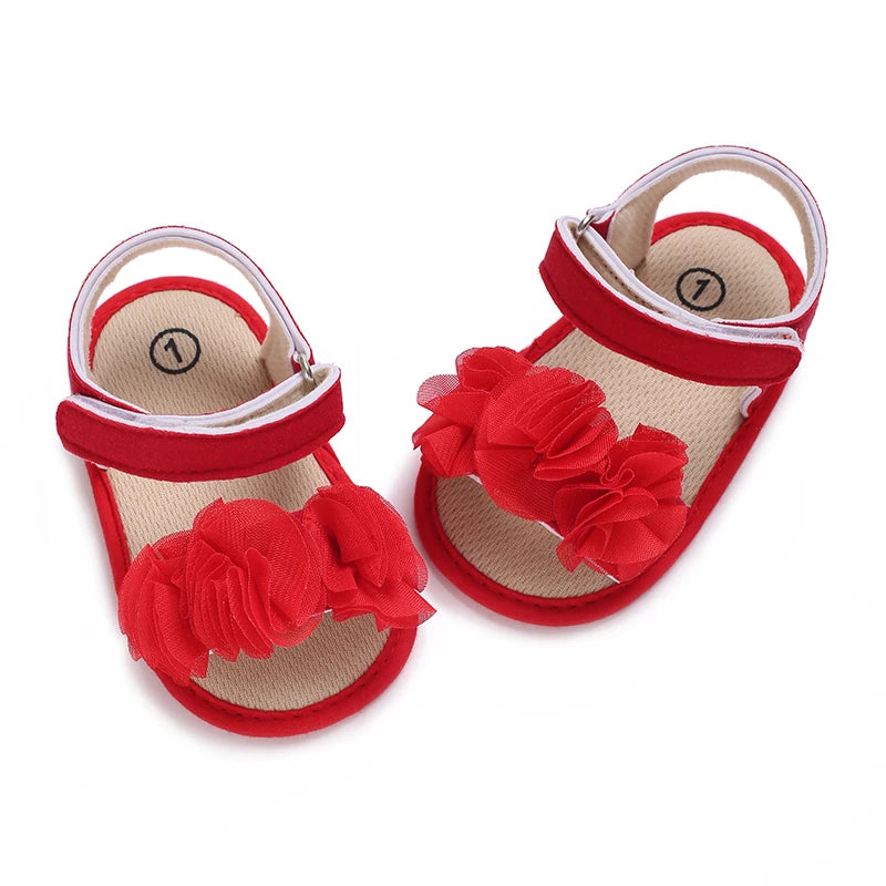 Baby Girls Sandals Soft Sole Summer Infant Wedding Dress Flat Shoes Beach Sandal Newborn Crib Shoes First Walkers