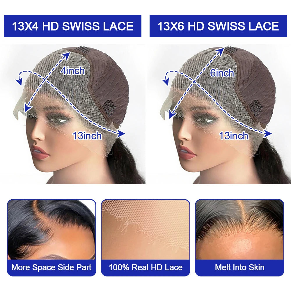  40 42 Inch Straight Human Hair Wigs 13x4 13X6 HD Lace Frontal Wig 300% Density Human Hair Remy Invisible Swiss Lace Wigs For Women
