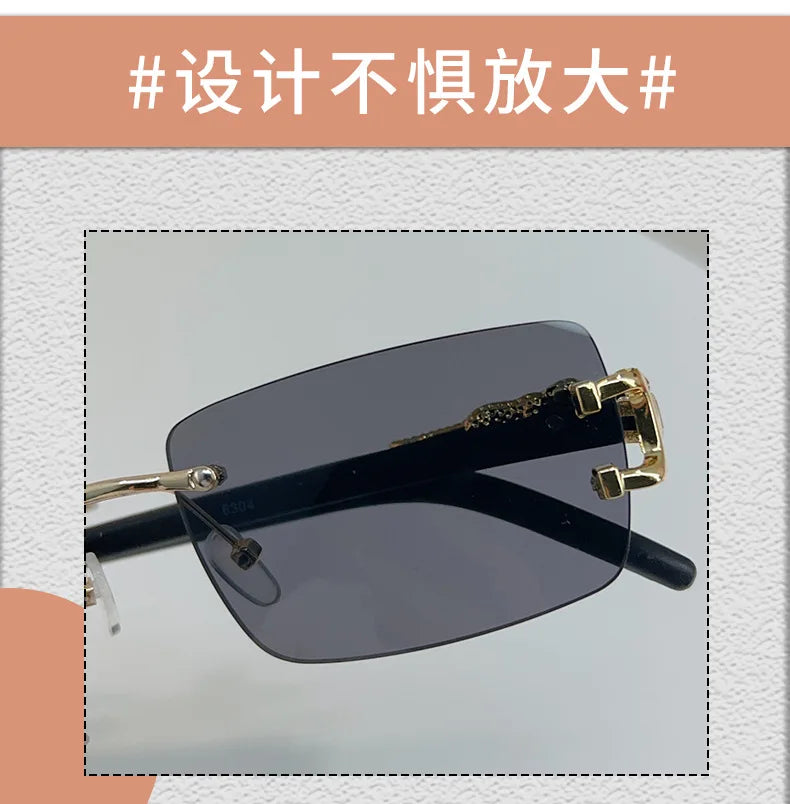 Frameless Rectangular Vintage Sunglasses – UV400 Personalised Eyewear for Men & Women