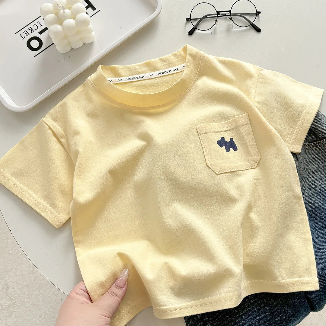 Children's Soft Cotton T-shirt Cotton Boys Summer Baby Boys and Girls New Clothing Girls Loose Casual Blouse Half-sleeved