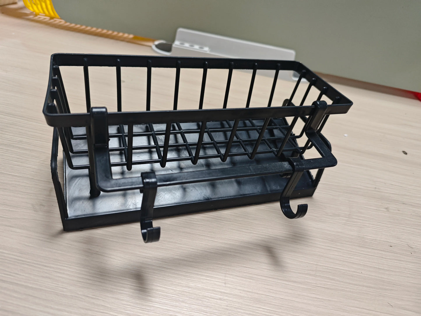 No-Punch Adhesive Kitchen Shelf & Sink Drain Rack – Spice Rack with Hooks