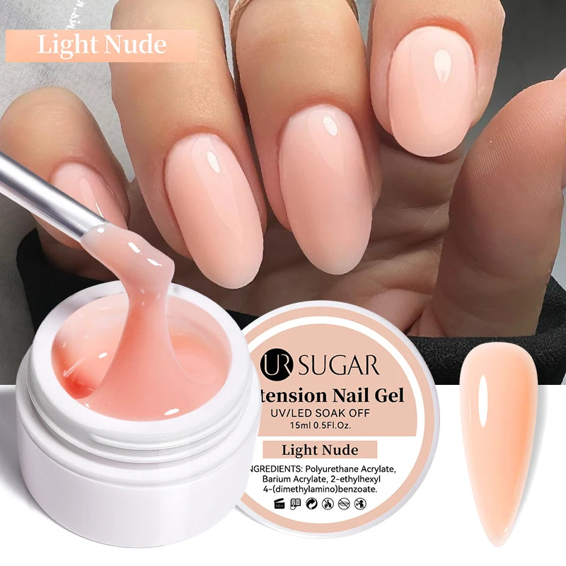 UR SUGAR 15ml Box Extension Nail Gel Jelly Pink White Clear UV Gel Hard Gel Extension Gel Nails Finger French Nail Art Manicure