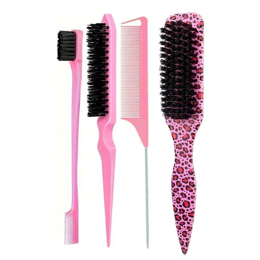 Boar Bristle Slick-Back Hair Brush – Edge Control, Flyaway & Baby Hair Smoother