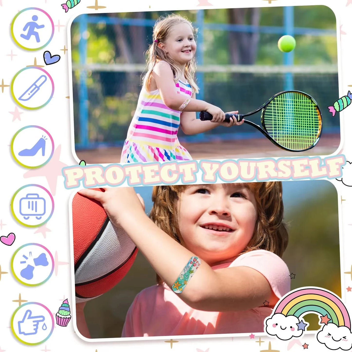 "100Pcs Kids Bandages Bulk Kids Cute Cartoon Bandages Flexible Adhesive Strips Medical Waterproof Breathable for Children "