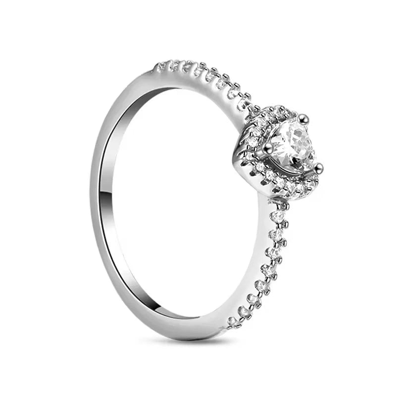 New 925 Sterling Silver Charm Red Heart-shaped Rings Women Rings Fine Jewelry Fashion Mother Gifts