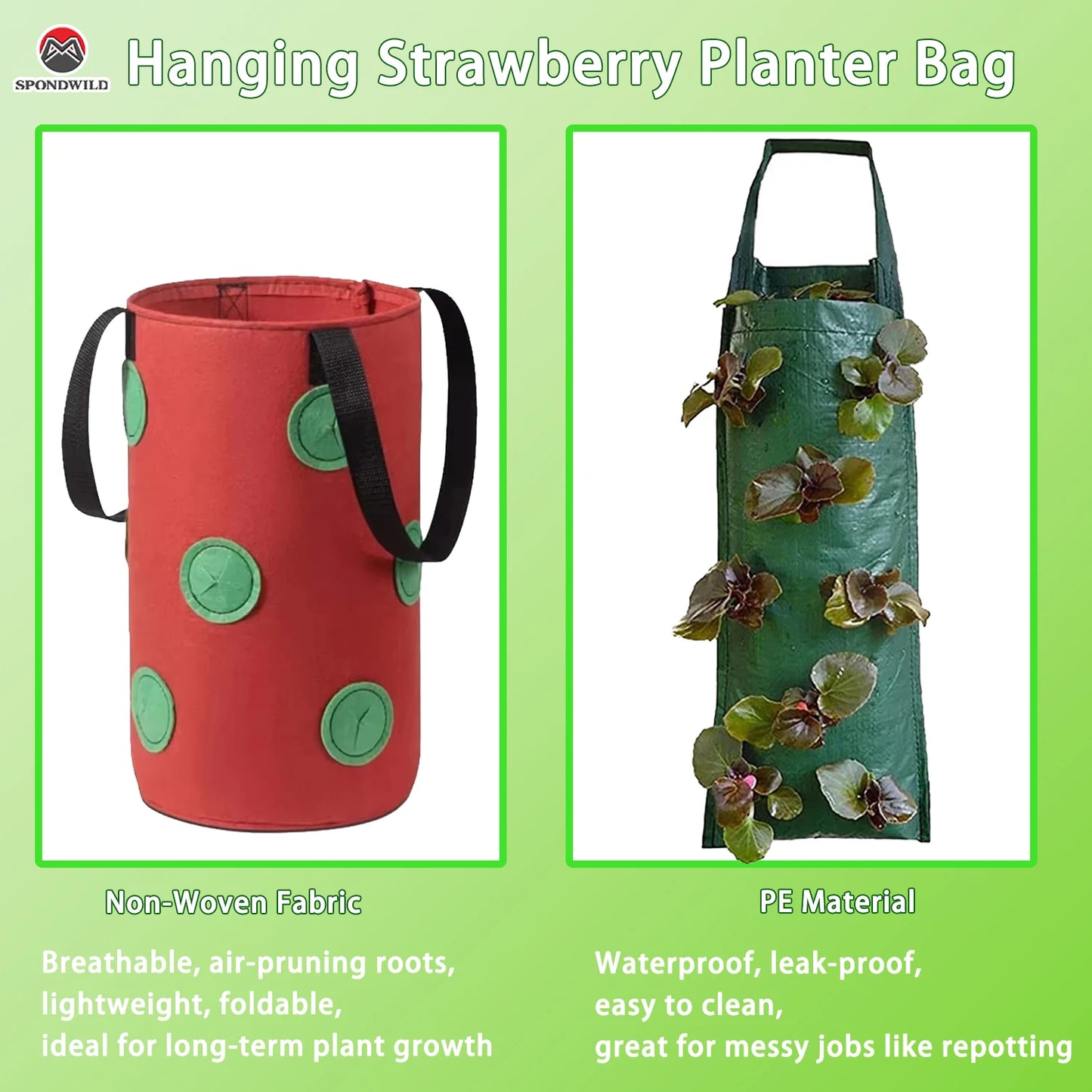 Hanging Grow Bags for Strawberries Tomatoes Hanging Planting Grow Bag Vertical Garden  Strawberry Planter Pot Aeroponic Tower