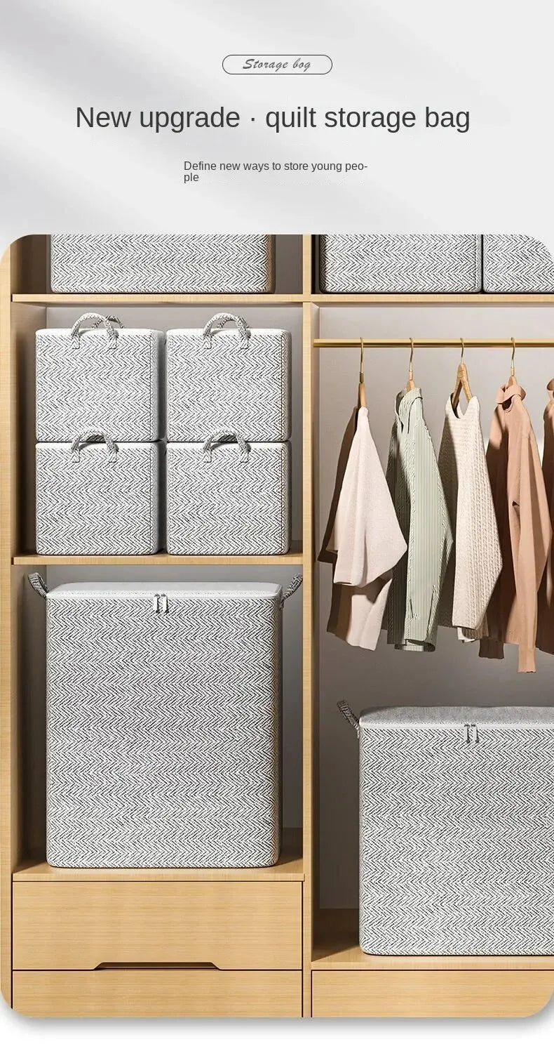 Large Capacity Non-Woven Storage Bag – Wardrobe Organiser for Quilts & Clothing