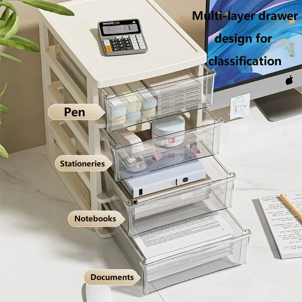 Clear Desktop Storage Box with Drawer – Heightened Organiser for Stationery & Cosmetics