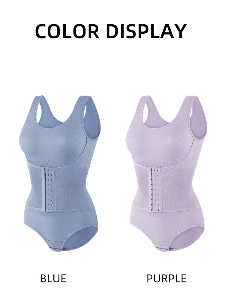Double-Breasted Tummy Control Bodysuit – Postpartum Slimming Waist Trainer Corset