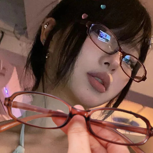 Y2K Oval-Square Anti-Blue Light Computer Glasses – Vintage Sweet Frame
