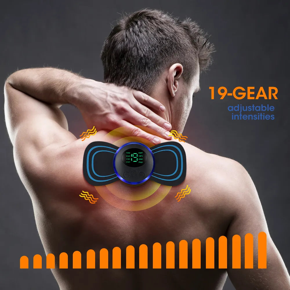 EMS Electric Neck & Back Massager Pad – Low Frequency Muscle Stimulator Patches