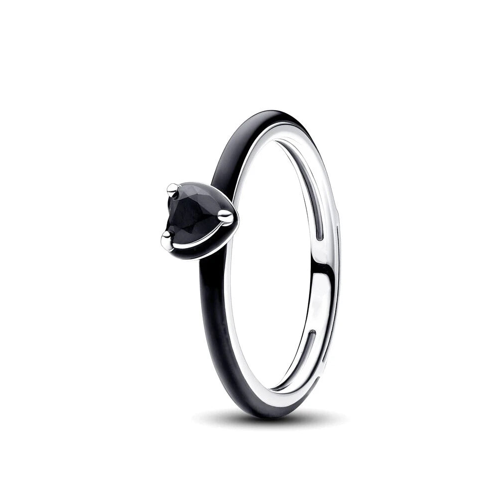 New 925 Sterling Silver Charm Red Heart-shaped Rings Women Rings Fine Jewelry Fashion Mother Gifts