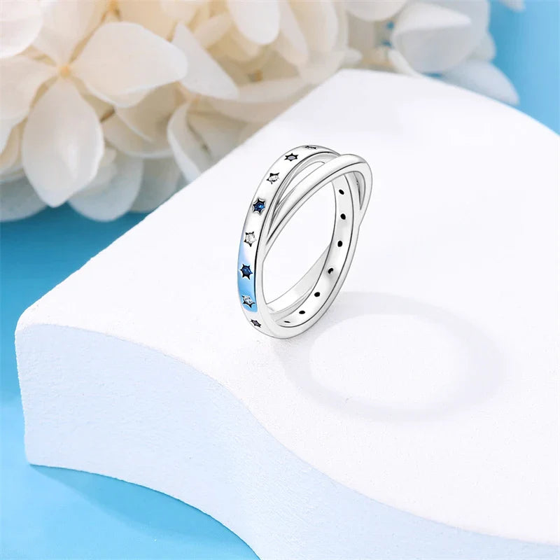 925 Silver Zircon Star Geometric Ring – Romantic Engagement Jewelry