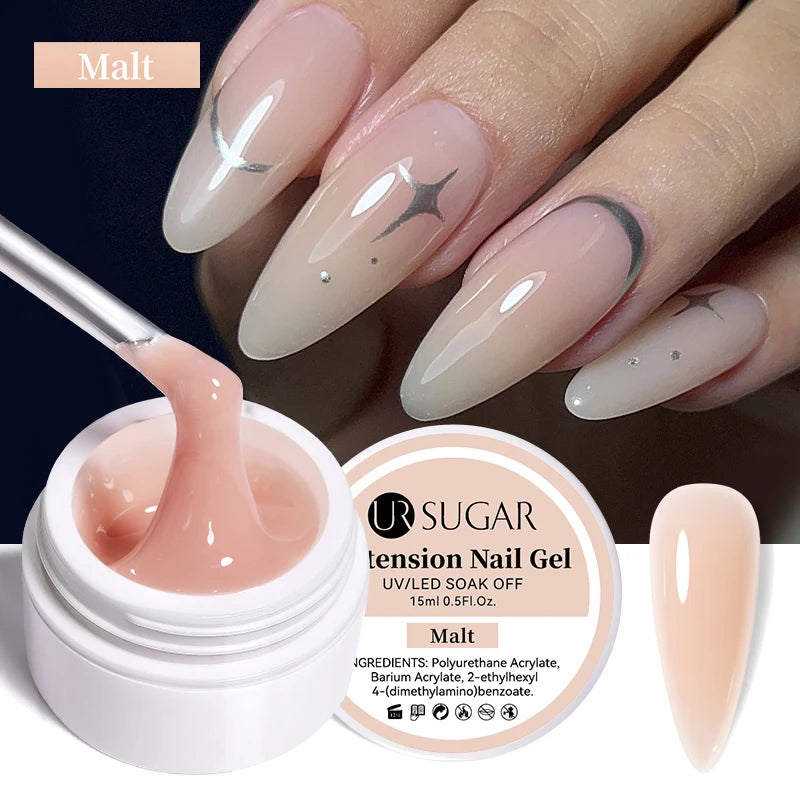 UR SUGAR 15ml Box Extension Nail Gel Jelly Pink White Clear UV Gel Hard Gel Extension Gel Nails Finger French Nail Art Manicure
