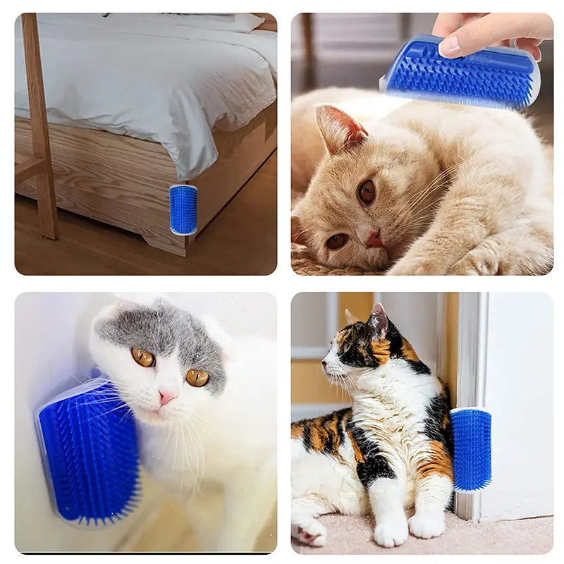 Cat Corner Grooming Massage Brush – Self-Cleaning Scratch & Comb for Kittens