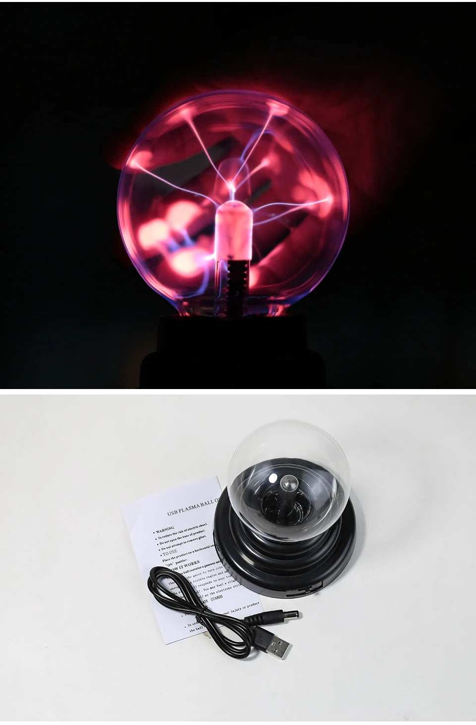 Magic Crystal Plasma Ball Lamp – 3–8 Inch LED Night Light Novelty Gift