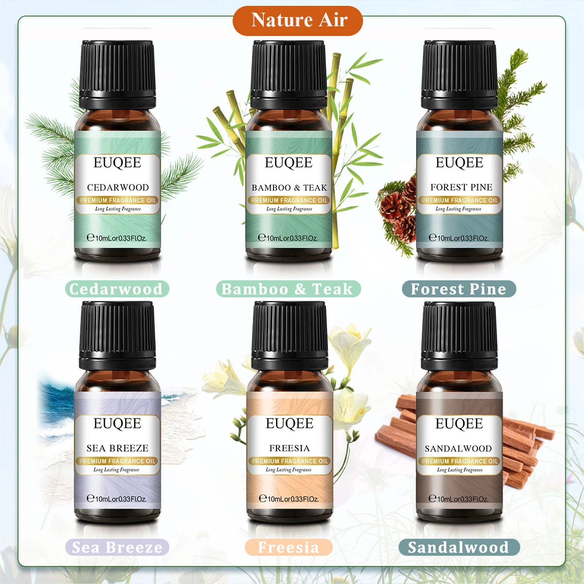 6-Piece Fragrance Oil Gift Kit – Coffee, Bakery, Harvest Spice & Forest Aroma Oils