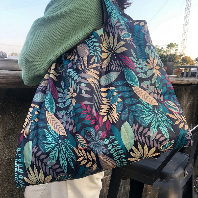 Foldable Waterproof Reusable Shopping Bag – Portable Grocery Shoulder Tote