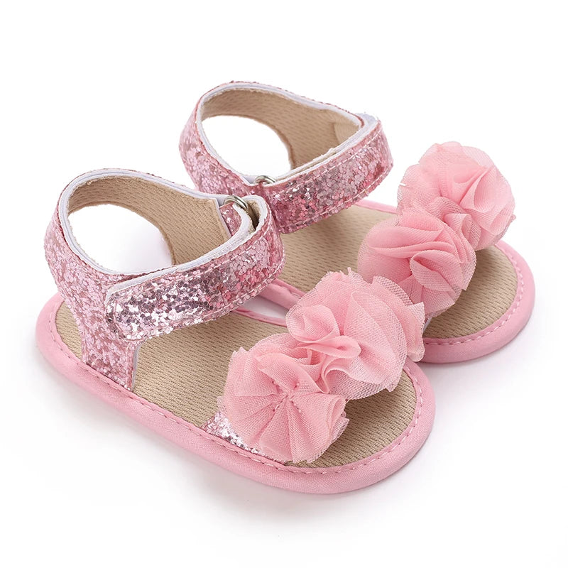 Baby Girls Sandals Soft Sole Summer Infant Wedding Dress Flat Shoes Beach Sandal Newborn Crib Shoes First Walkers