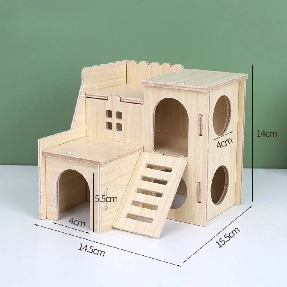 New Wooden Hamster Villa Chewable Easy to Install Platform House Durable Cage Accessories Hamster Climb Pet Supplies