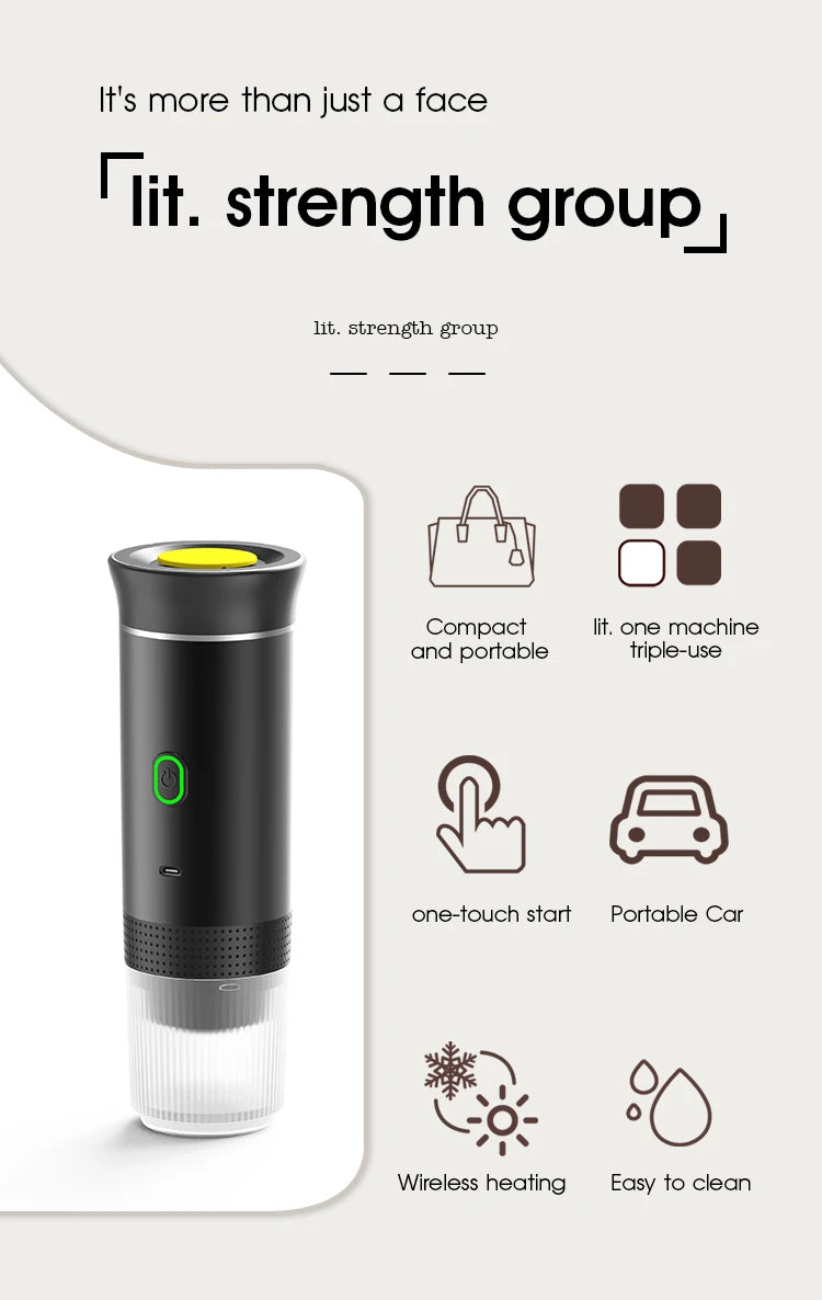 3-in-1 Portable Espresso Coffee Maker – Capsule, Powder & Travel Coffee Machine