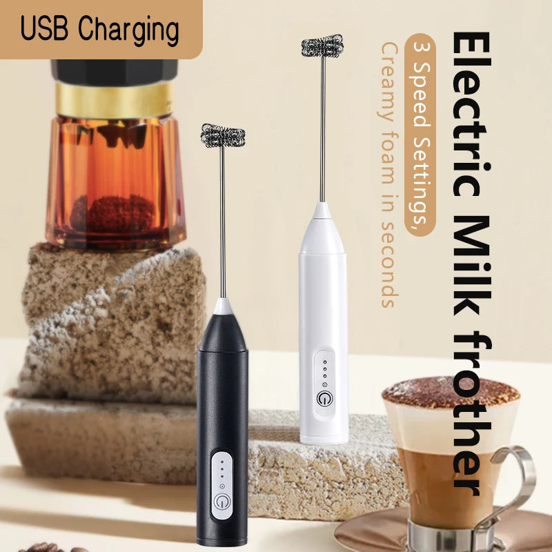 Wireless USB-C Electric Milk Frother – Handheld Stainless Steel Coffee Whisk