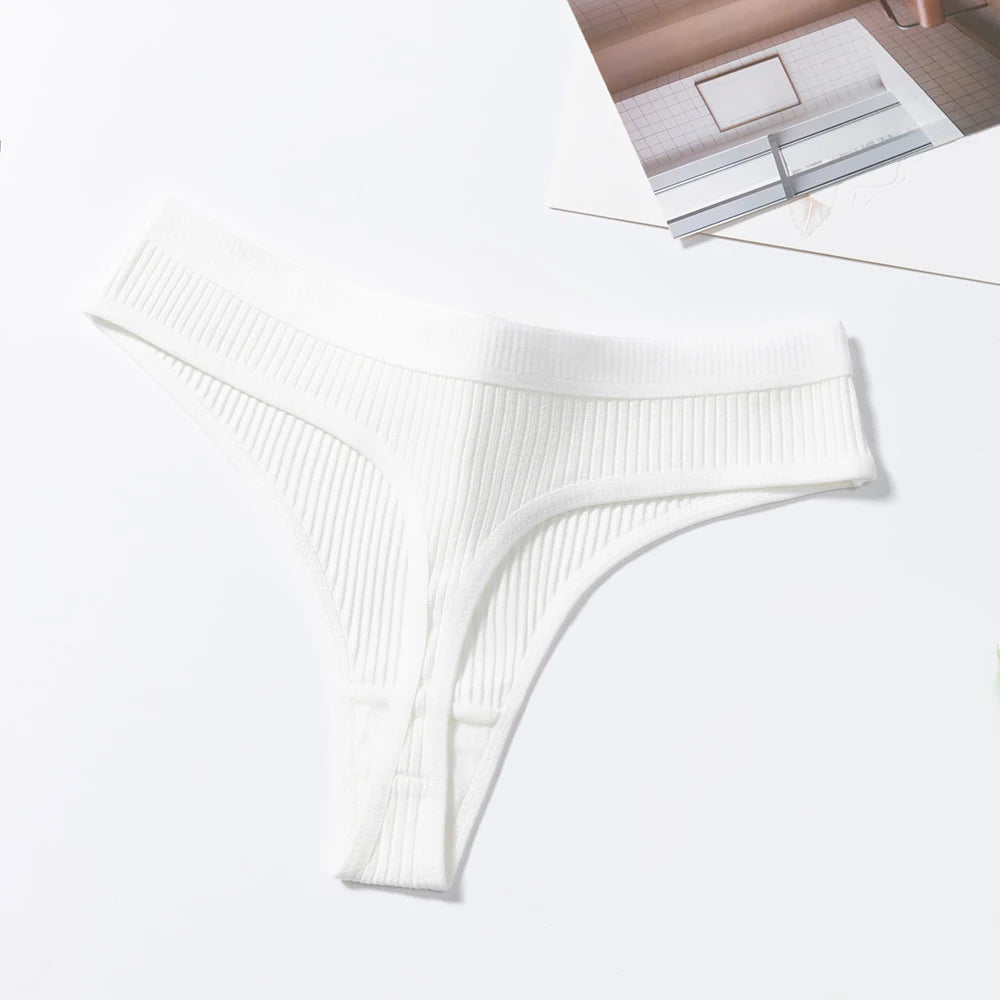 3Pcs/Set Thongs Women's Panties Striped Briefs Girls Solid Color Elastic Underwear Female Sexy Lingeries Hot Comfort G-string