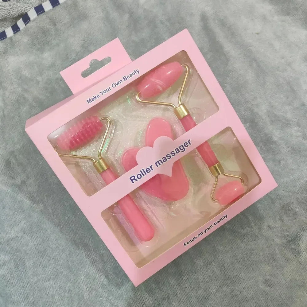 3-Piece Resin Gua Sha Facial Roller Set – Face & Body Massage Tools