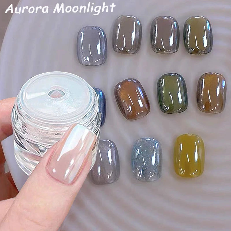 Aurora Chrome Nail Powder – High-Gloss Moonlight Mirror Pearl Glitter Pigment