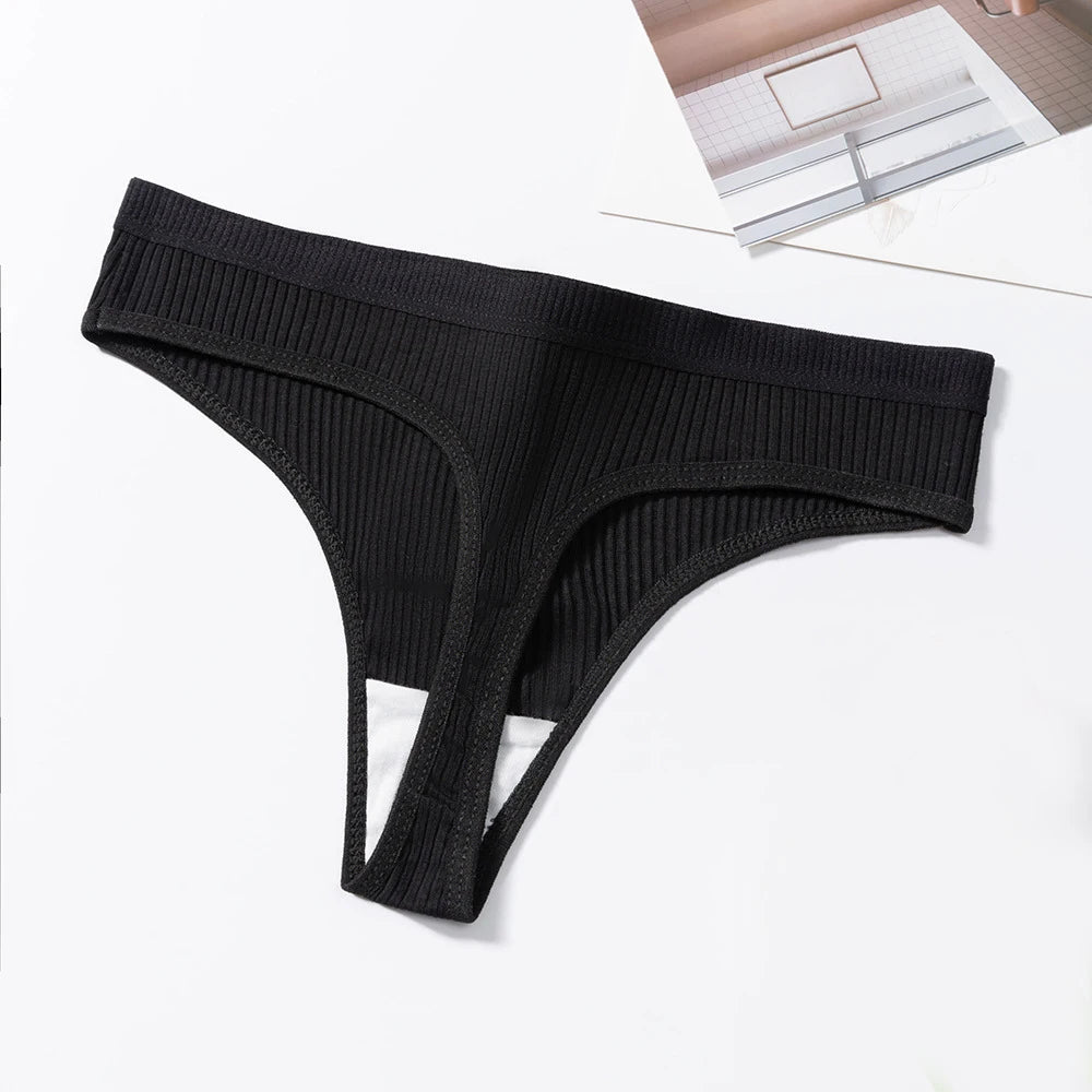 3Pcs/Set Thongs Women's Panties Striped Briefs Girls Solid Color Elastic Underwear Female Sexy Lingeries Hot Comfort G-string