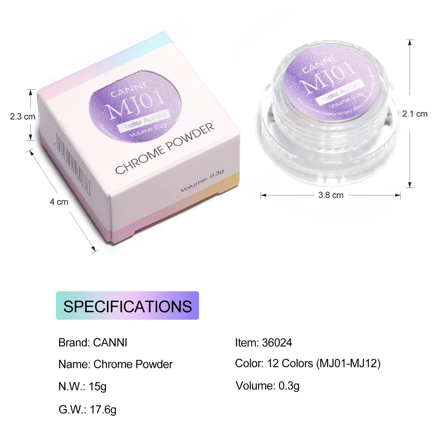 CANNI Mirror Chrome Nail Powder Aurora Effect Pearl Pigment Dust for UV Gel Nails Metallic Nail Art Decoration DIY Design