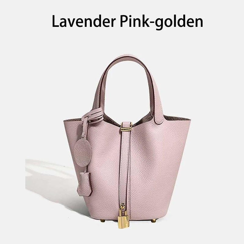 MENDY Genuine Leather Bucket Bag – Premium Large Tote Handbag for Women
