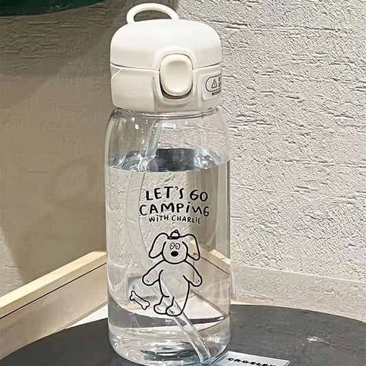 Grote Waterfles met Rietje – Cartoon IJskop Met Zuignap