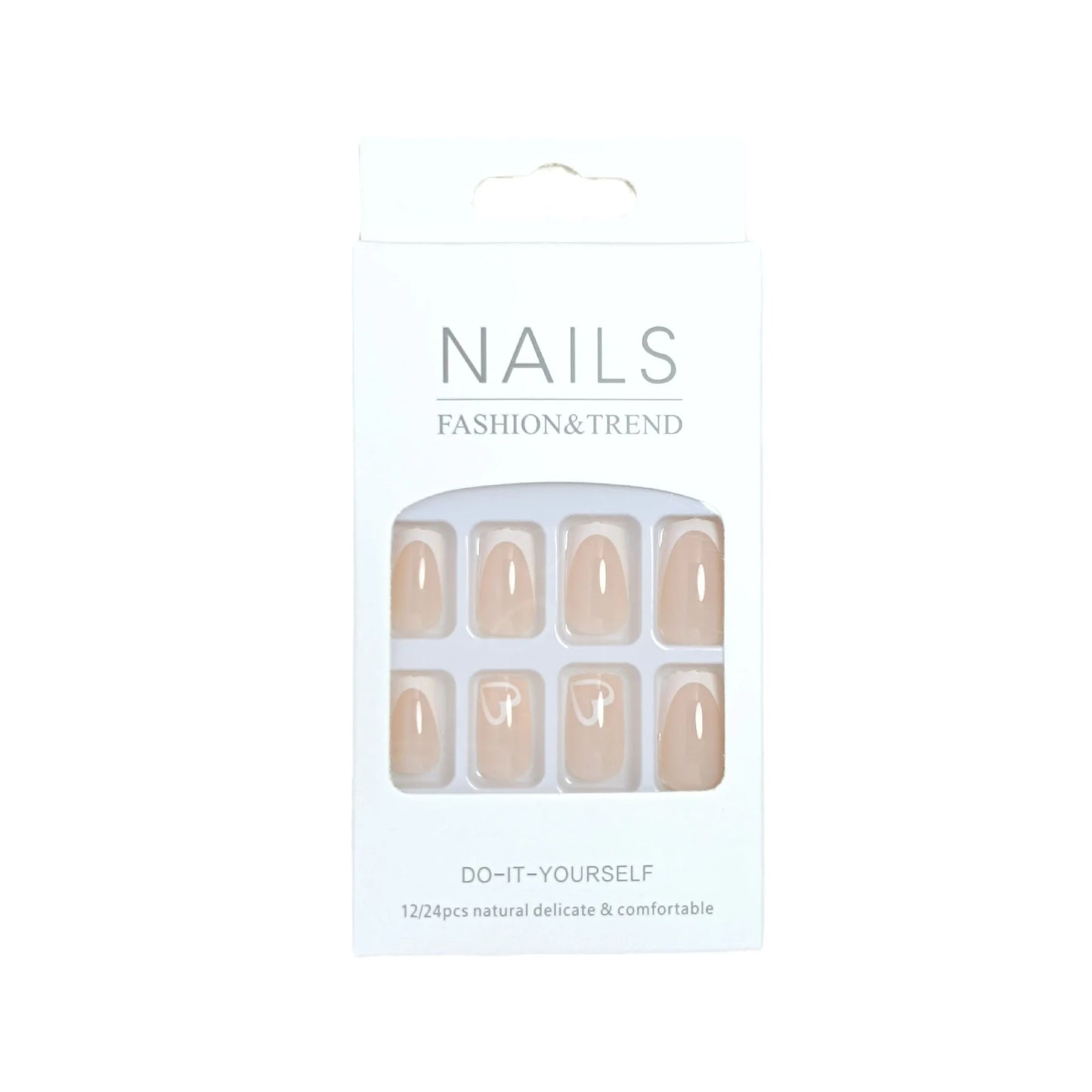 24pcs/set short square fake nails for women cute bride heart white french tips faux ongles y2k press on false nail supplies