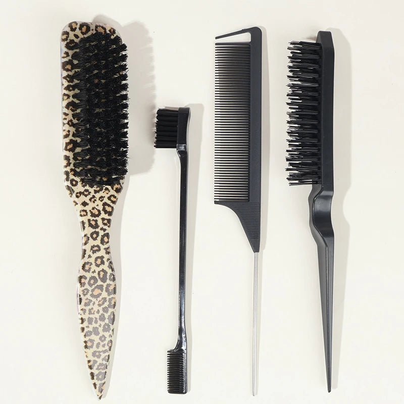 Boar Bristle Slick-Back Hair Brush – Edge Control, Flyaway & Baby Hair Smoother