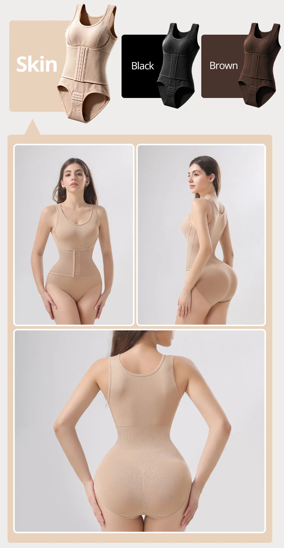 Women's Zippered Bodysuit Shapewear – Tummy Control Waist Trainer Corset Top