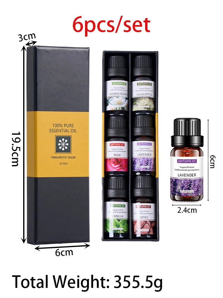 6-Piece Essential Oil Set – Natural Plant Water-Soluble Aromatherapy Oils for Diffuser