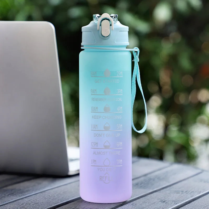 Sports Water Bottle with Time-Tracking Straw – Flip Lid, Leak-Proof, 750ml