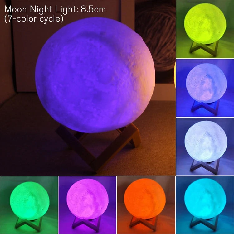 Moon Lamp LED Night Light – Battery Powered with Stand for Bedroom Décor & Kids