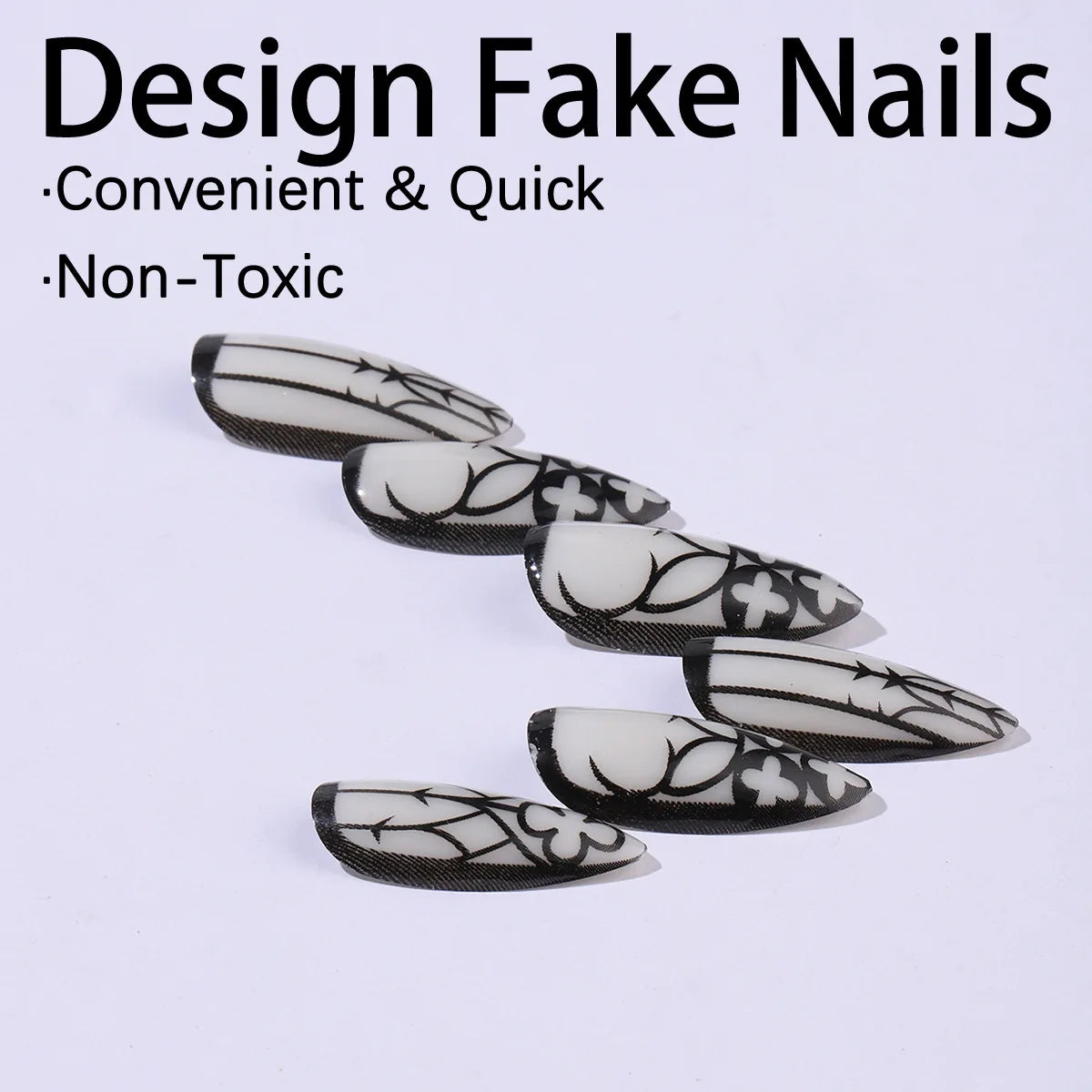 Black Cool Fake Nails Halloween Bat Press on Nails Almond Decorated Nail Tips Rivet Bow False Nails 24pcs Reusable Acrylic Nails