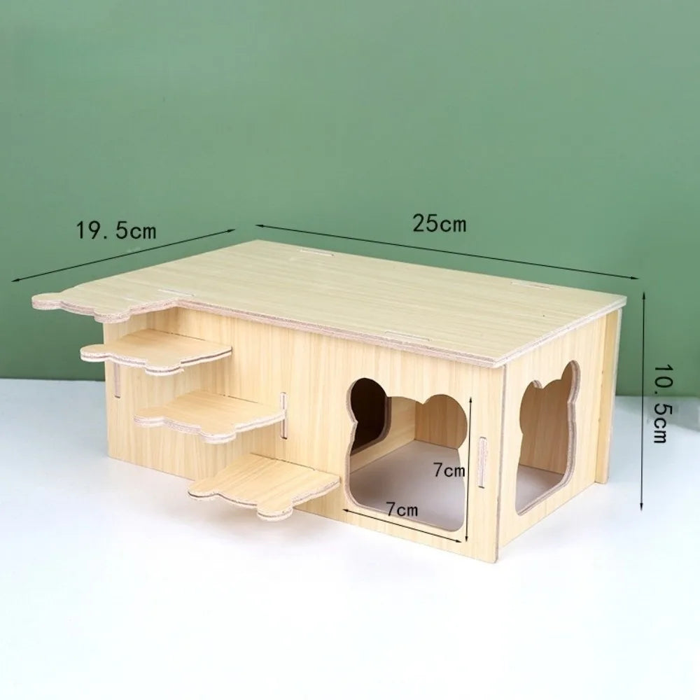 New Wooden Hamster Villa Chewable Easy to Install Platform House Durable Cage Accessories Hamster Climb Pet Supplies
