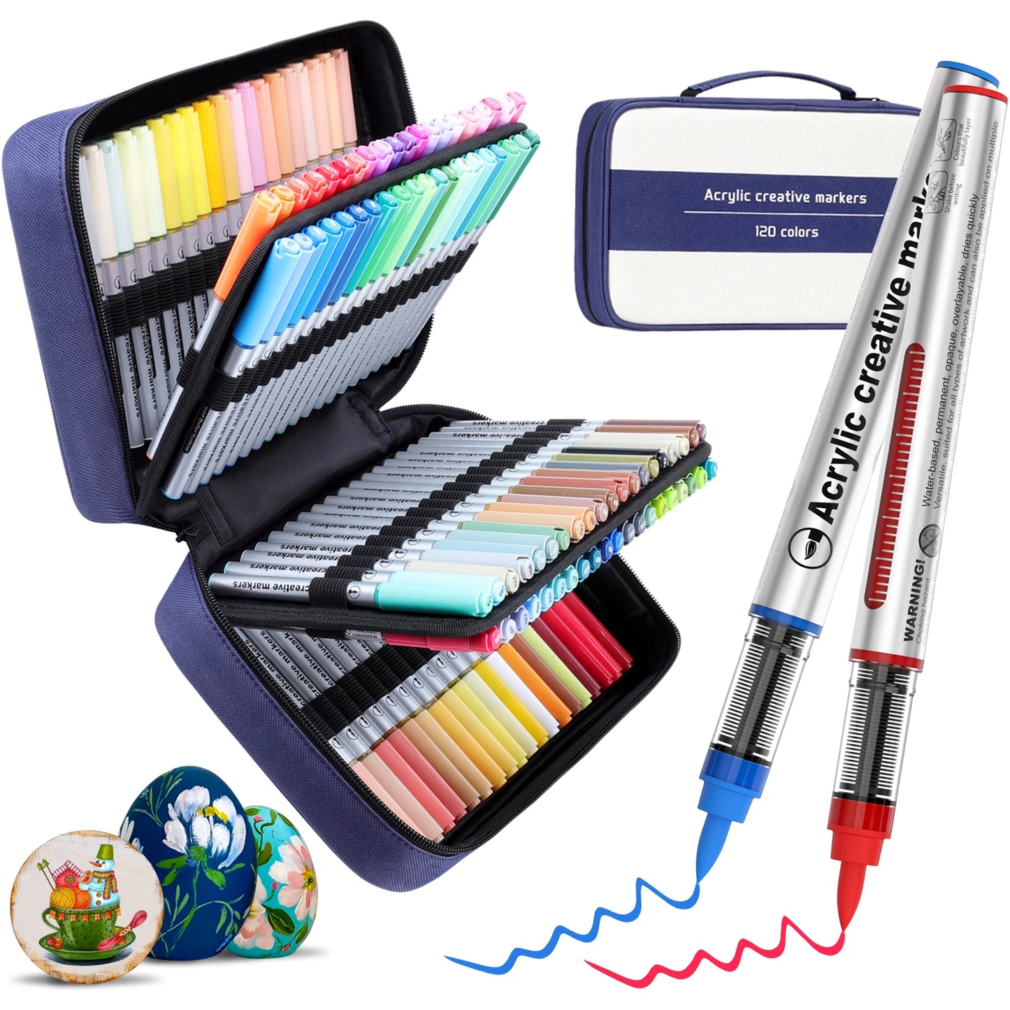 Borrence 120Colors/Bag Acrylic Paint Markers Direct Liquid Paint Marker Pen Set Automatic Ink Control System Art Markers Set