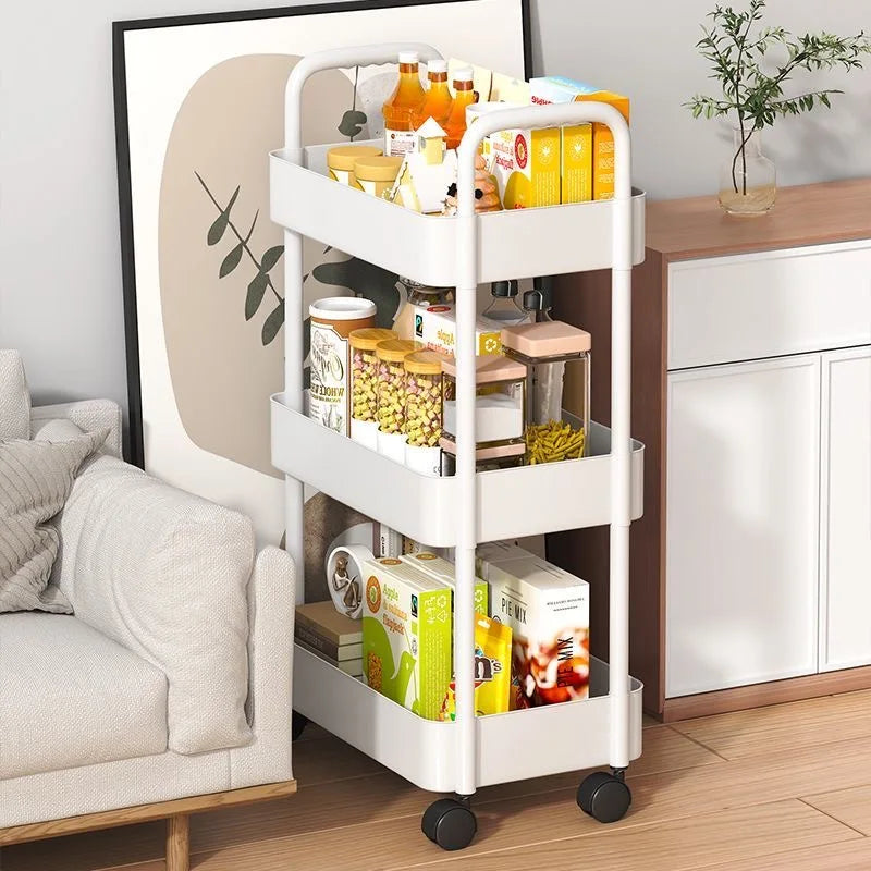 Multi-functional Household Trolley Kitchen Organizer Cart With Wheels Multi-Layer Bathroom Shelves Household Snacks Storage Rack