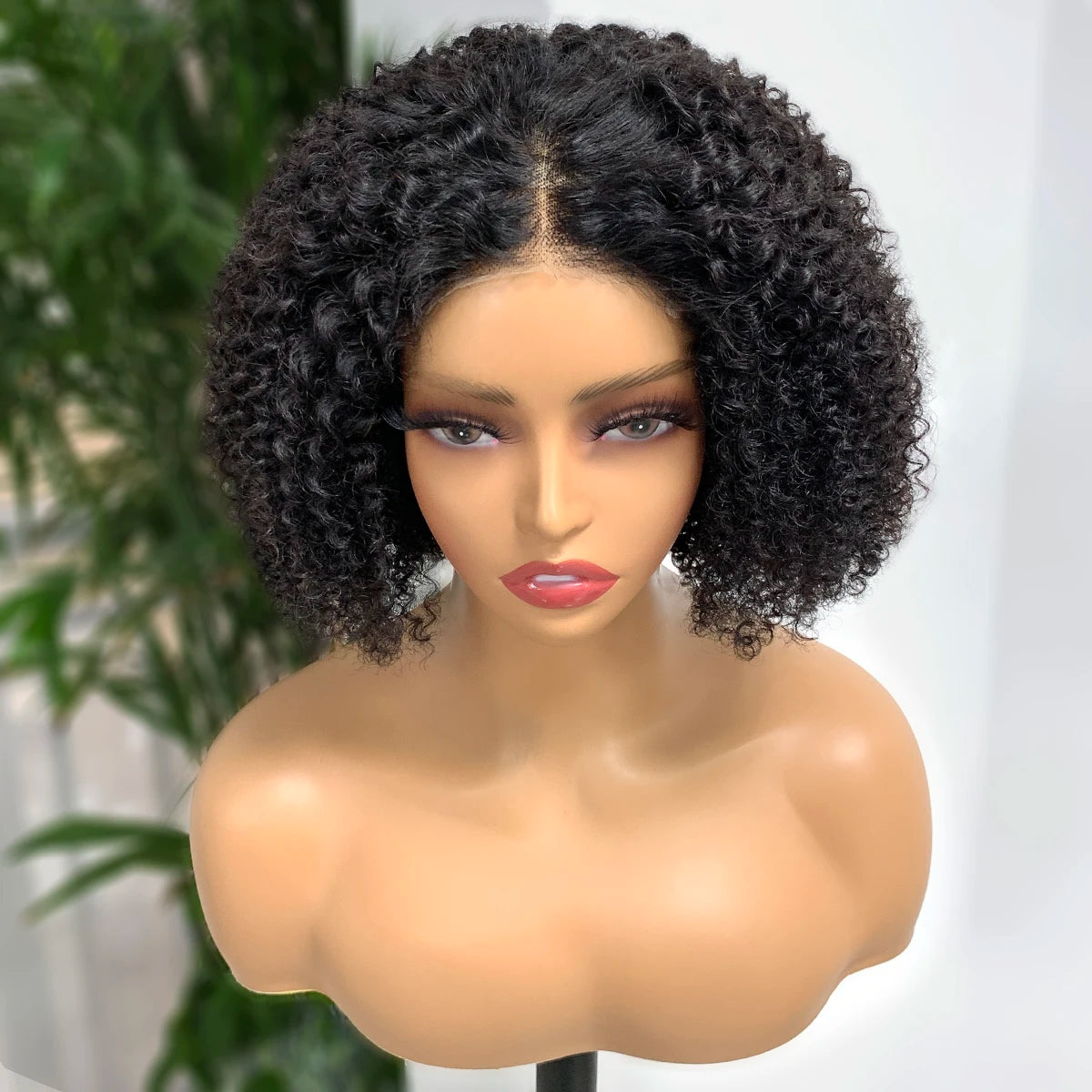 Kinky Curly Bob Wig – 180% Density 4x4 Lace Front Human Hair Afro Bob Wig for Women