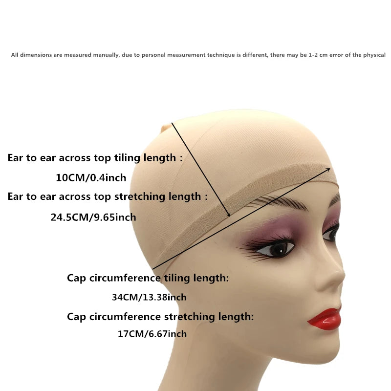 2pcs Top Stocking Wig Cap Hair Net For Weave Hair Wig Nets Black/Brown/Skin/Beige Stretch Mesh Wig Cap For Making Wigs Free Size